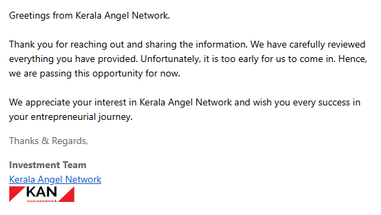 E Mail from Kerala Angel Network